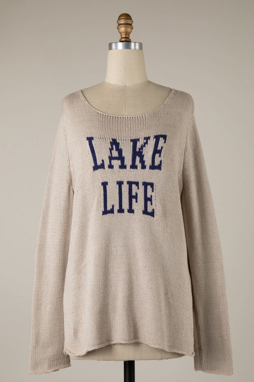 Lake Life Khaki and Navy Sweater