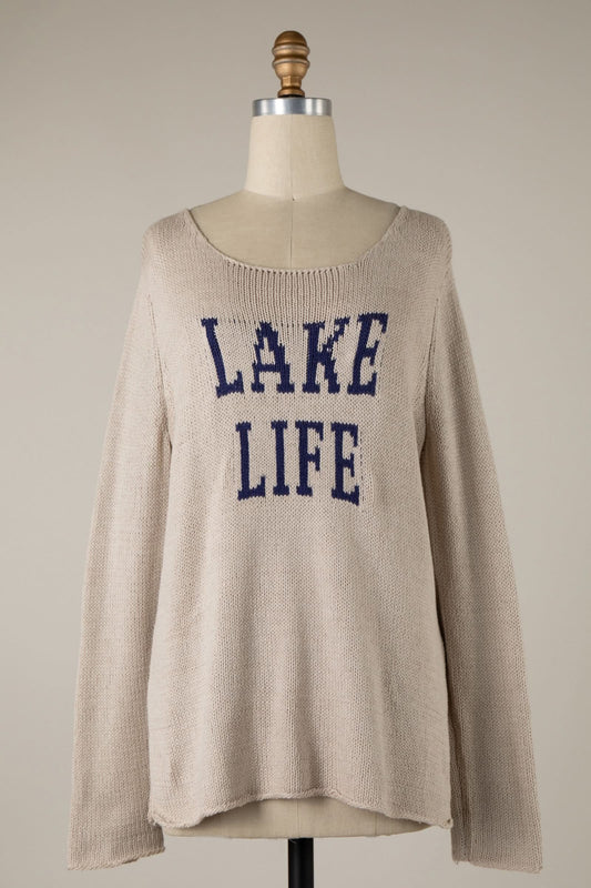 Lake Life Khaki and Navy Sweater