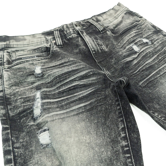 Makobi Prego Slim fit black wash denim jeans with classic five-pocket design and modern silhouette.
