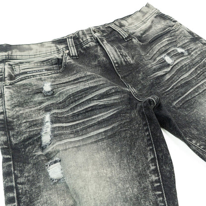Makobi Prego Slim fit black wash denim jeans with classic five-pocket design and modern silhouette.