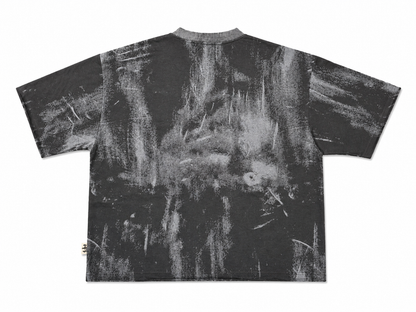 Men's BKYS Disaster Cropped Rhinestone T-Shirt in black, featuring a fitted design with sparkling rhinestone details.