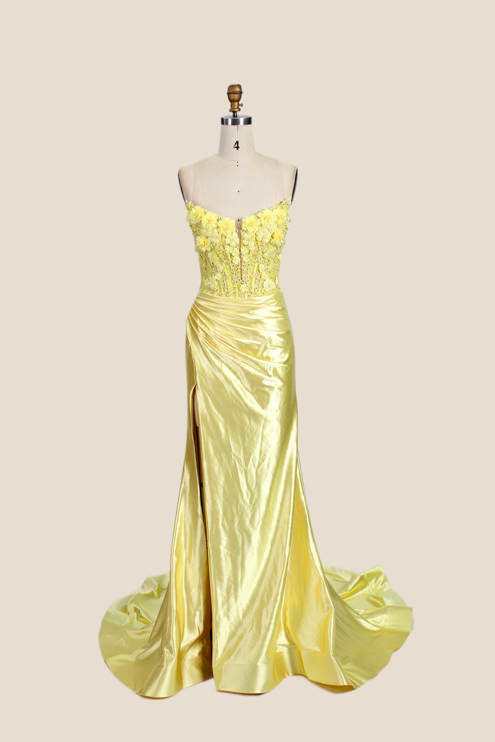 Off the Shoulder Floral Appliques Ruched Mermaid Formal Dress