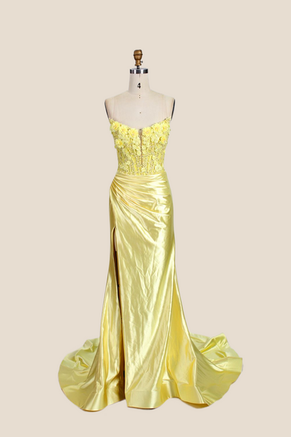 Off the Shoulder Floral Appliques Ruched Mermaid Formal Dress