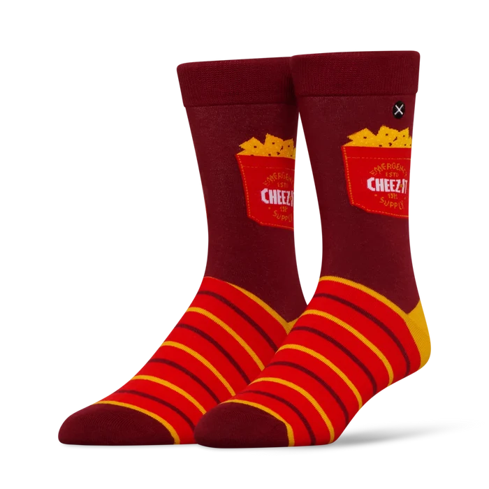 ODD SOX Cheez-It socks 2-pack featuring colorful, playful sock designs with Cheez-It snack imagery on soft, comfortable fabric