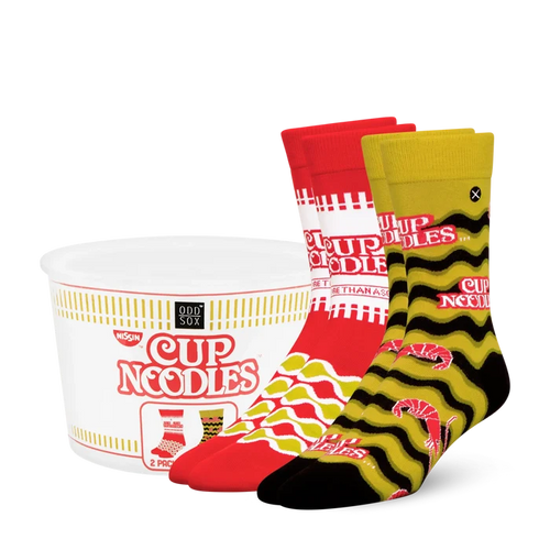 ODD SOX Cup Noodles socks 2 pack featuring colorful, playful noodle bowl designs on comfortable, casual socks.