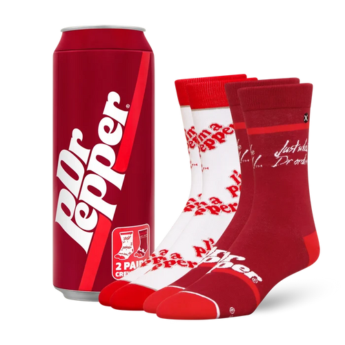 ODD SOX Dr Pepper themed socks 2-pack featuring colorful, playful designs on comfortable cotton socks for casual wear.