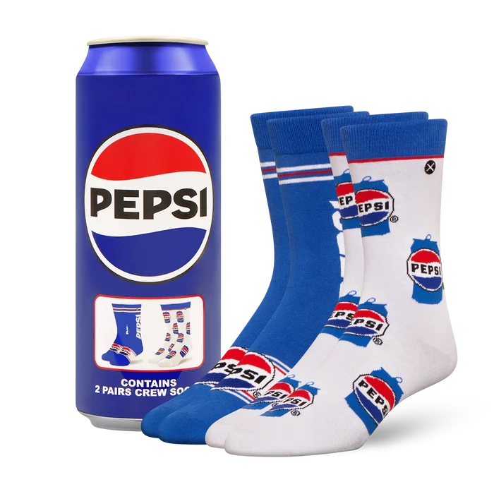 ODD SOX Pepsi socks 2-pack featuring vibrant Pepsi logo and design, comfortable cotton blend, casual sock style.