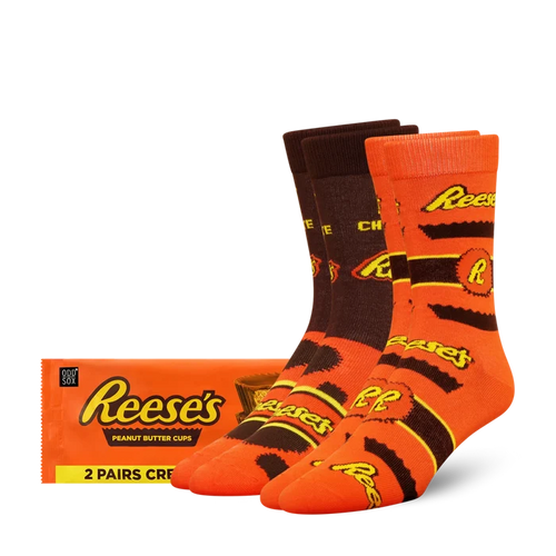 ODD SOX Reese's Cup socks 2-pack showing colorful, fun sock designs with Reese's Cup graphics on soft, comfortable fabric.
