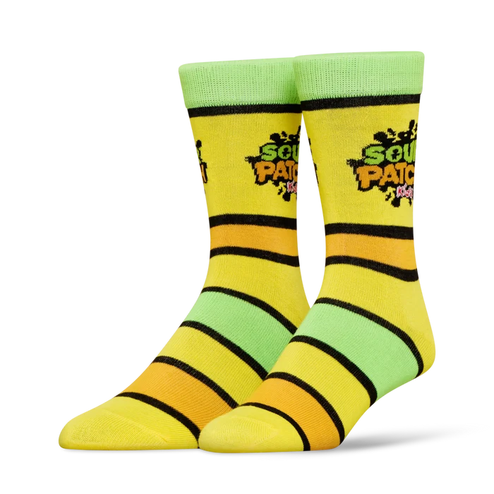 Pair of ODD SOX Sour Patch socks in a 2-pack featuring colorful, fun candy-inspired designs on comfortable cotton socks.