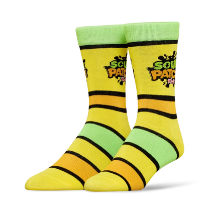 Pair of ODD SOX Sour Patch socks in a 2-pack featuring colorful, fun candy-inspired designs on comfortable cotton socks.