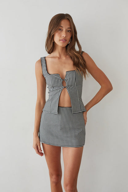 Olive Button Up Gingham Top