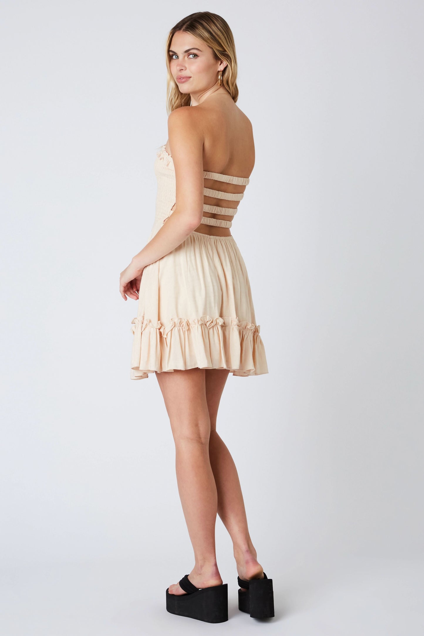 Eileen Ecru Strapless Mini Dress