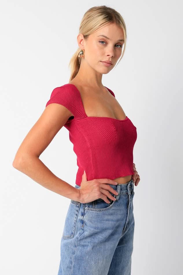 Emma Orchid Cap Sleeve Sweater Crop Top