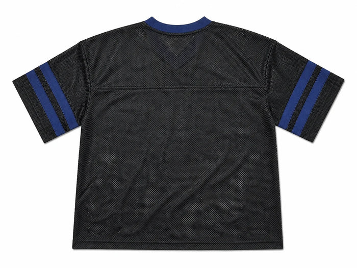Black Papercut Saint Cropped Jersey T-Shirt featuring a subtle graphic design on the front.
