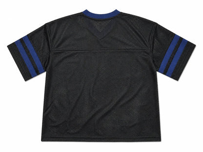 Black Papercut Saint Cropped Jersey T-Shirt featuring a subtle graphic design on the front.