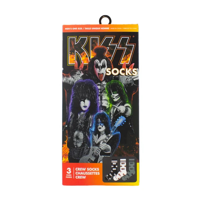 Perri's Kiss gift sock box with three pairs of colorful socks in fun patterns, displayed in a packaging front view.