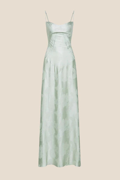 Dreamy Green Straps Long Dress