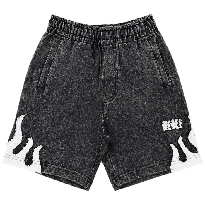 Kids' Rebel Minds Rebel Flame shorts in light grey featuring a casual fit and stylish design for active children.