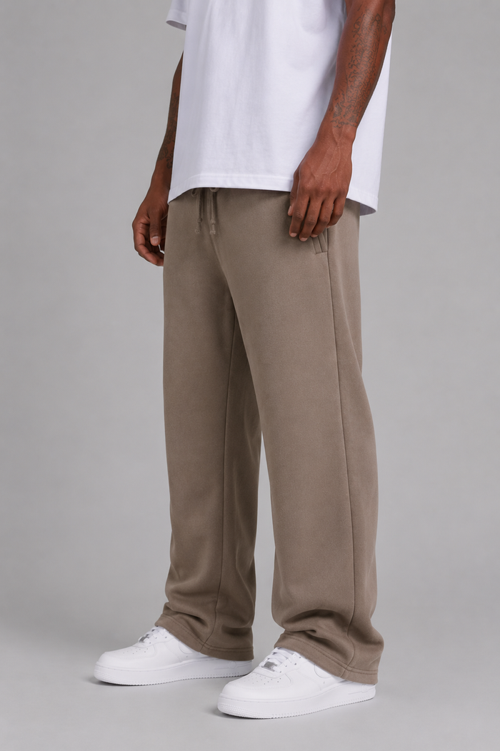 Rebel Minds ultra relaxed taupe sweatpants with elastic waistband and cuffs, casual fit, made for comfortable everyday wear.