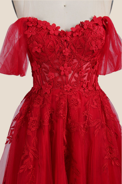 Black Floral Embroidery Strapless A-line Formal Dress