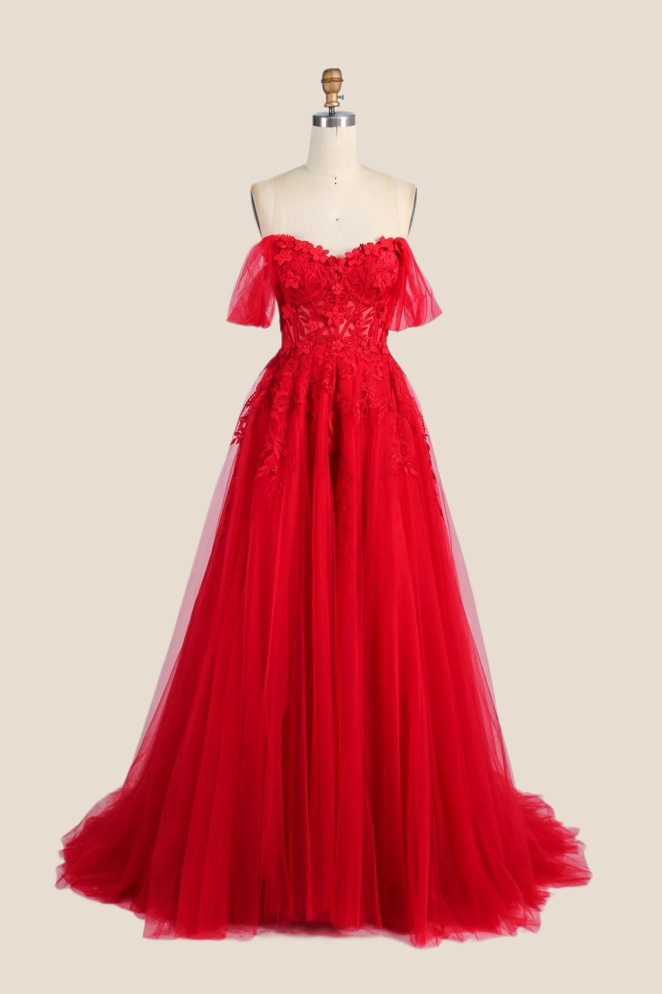 Black Floral Embroidery Strapless A-line Formal Dress