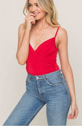 Lush Pamela Red Surplice Wrap Cami Bodysuit