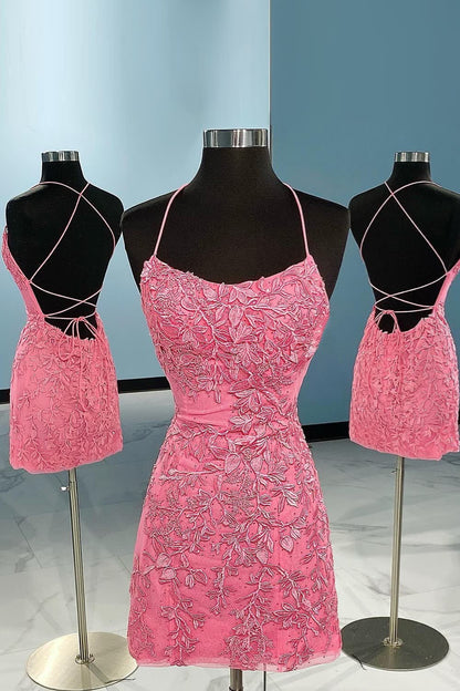 Light Blue Lace Straps Tight Mini Dress