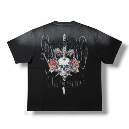 Black Smoke Rise 'Legacy Vision' wide crop tee, featuring a relaxed fit and casual style, shown from front view.