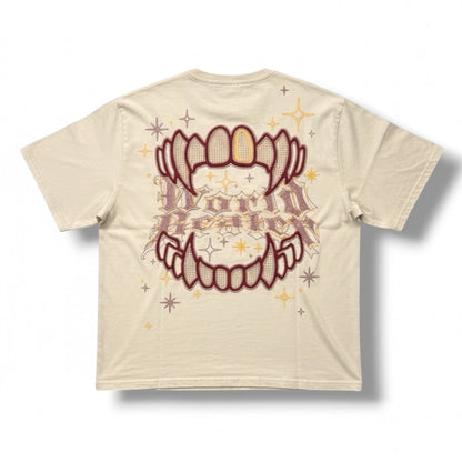 Smoke Rise Rhinestone Dystopia wide crop shirt in clay color, featuring rhinestone details and a stylish crop tee design.