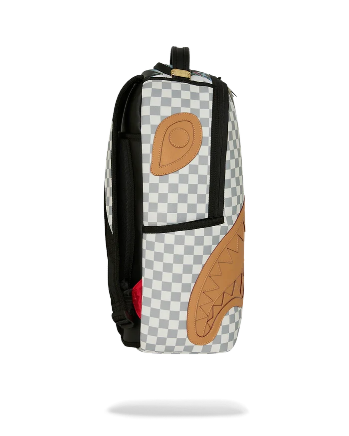 Sprayground Hidden Fortune backpack featuring vibrant, colorful design with multiple compartments and adjustable straps.