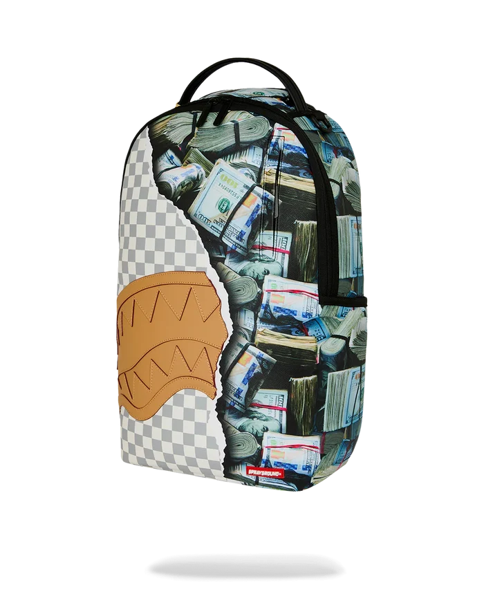 Sprayground Hidden Fortune backpack with bold graphic design, durable straps, and multiple compartments for accessories and essentials.