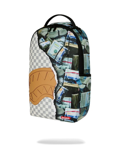 Sprayground Hidden Fortune backpack with bold graphic design, durable straps, and multiple compartments for accessories and essentials.