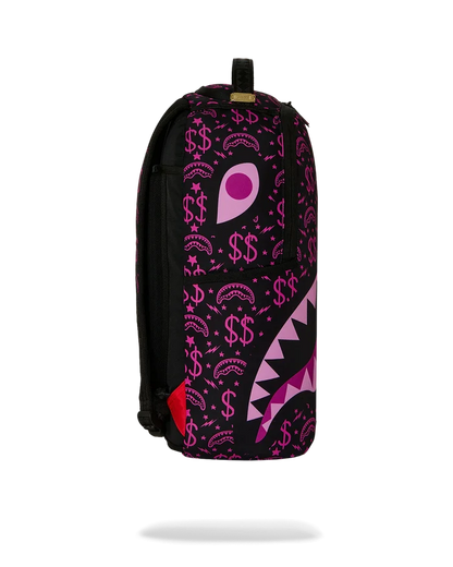 Sprayground Money Maker Shark Paper backpack with bold shark graphic and colorful design, accessories for stylish everyday use.