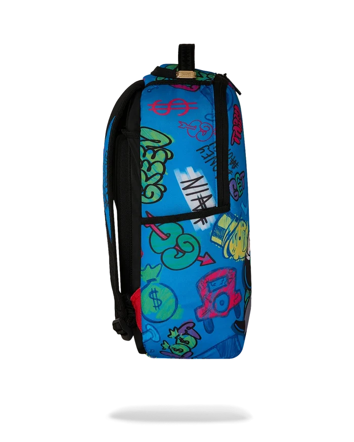 Sprayground Monopoly Grab & Go Go Go backpack with colorful graphic design and adjustable straps, accessories for everyday use.