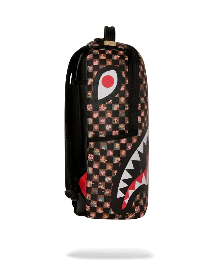 Sprayground Peeking Characters backpack featuring colorful cartoon character designs and adjustable straps.