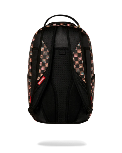 Sprayground Peeking Characters backpack featuring colorful cartoon character designs and adjustable straps.