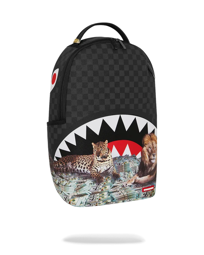 Sprayground Royal In$tinct backpack featuring bold graffiti-style design and adjustable straps, stylish accessories for everyday use.