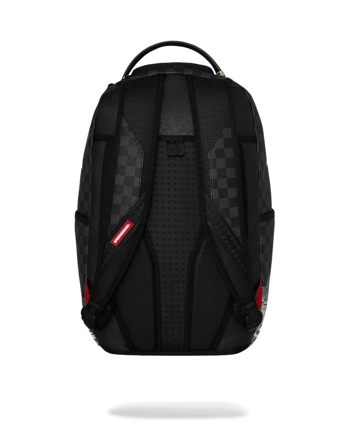 Sprayground Royal In$tinct backpack with bold graphic design, featuring multiple compartments and adjustable straps.