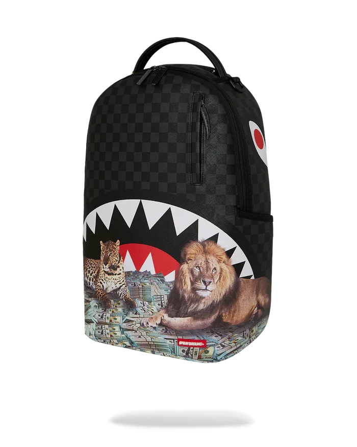 Sprayground Royal In$tinct backpack with bold graphic design, adjustable straps, and multiple compartments, accessory for everyday use.