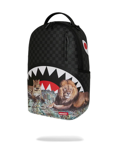 Sprayground Royal In$tinct backpack with bold graphic design, adjustable straps, and multiple compartments, accessory for everyday use.
