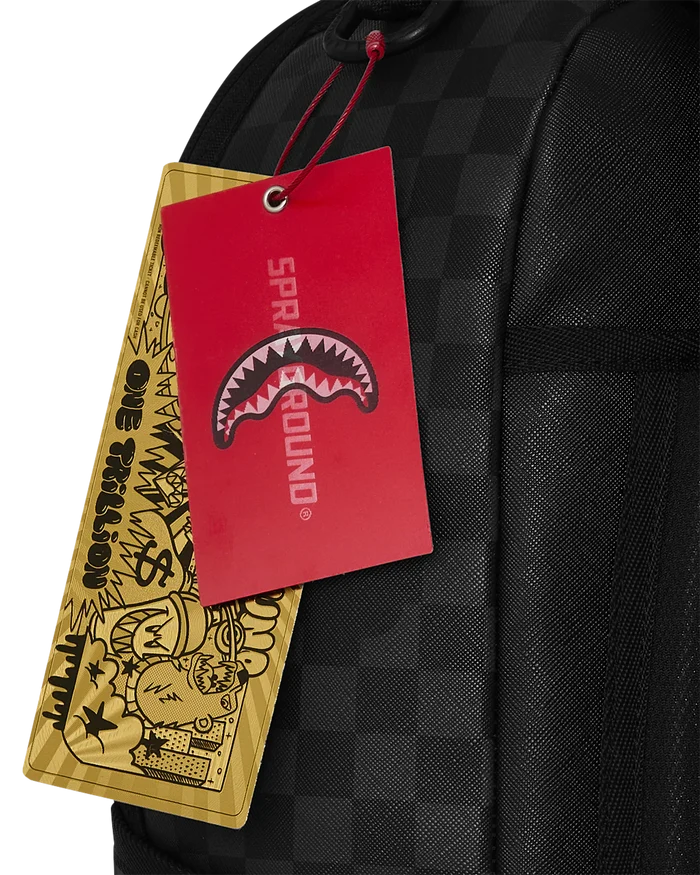Sprayground Royal In$tinct backpack with bold graphic design, black straps, and multiple compartments for accessories and essentials.