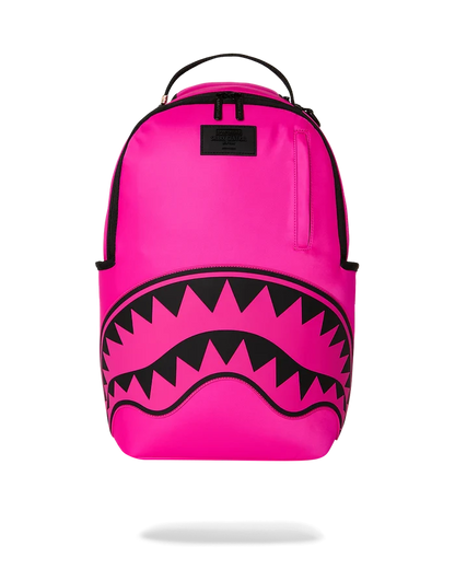 Sprayground Shark Central 2 Pink Code backpack featuring a vibrant shark graphic, durable accessories design, and adjustable straps.