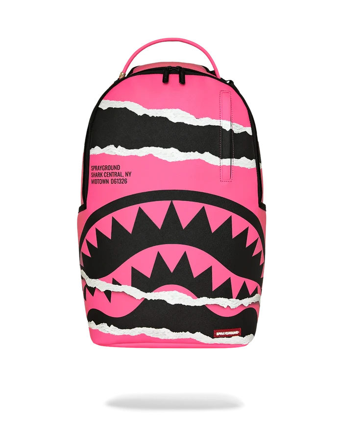 Sprayground Shark Central Split Vision backpack with bold shark graphic, black and teal color, durable straps and multiple compartments.