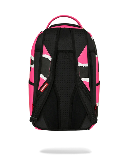 Sprayground Shark Central Split Vision backpack with shark graphic, adjustable straps, and multiple compartments for accessories.