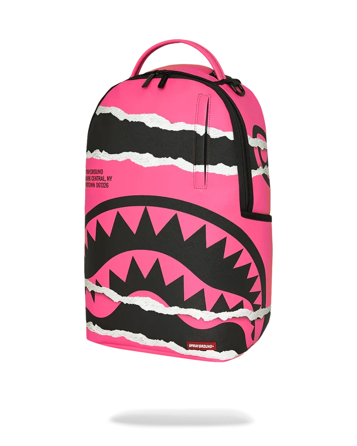 Sprayground Shark Central Split Vision backpack with bold shark graphic, durable straps, and multiple compartments for accessories.