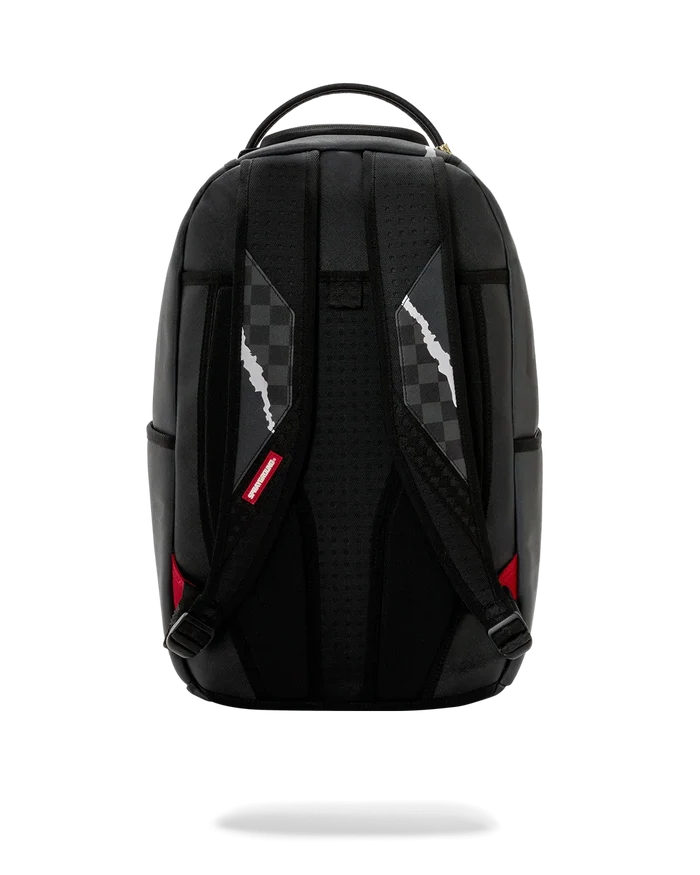 Sprayground Shark Slash backpack featuring a bold shark graphic, durable straps, and multiple compartments for accessories.
