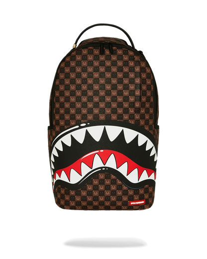 Sprayground Sharks In Paris Grin & Grind backpack with bold shark graphic and colorful design, accessory for everyday use.