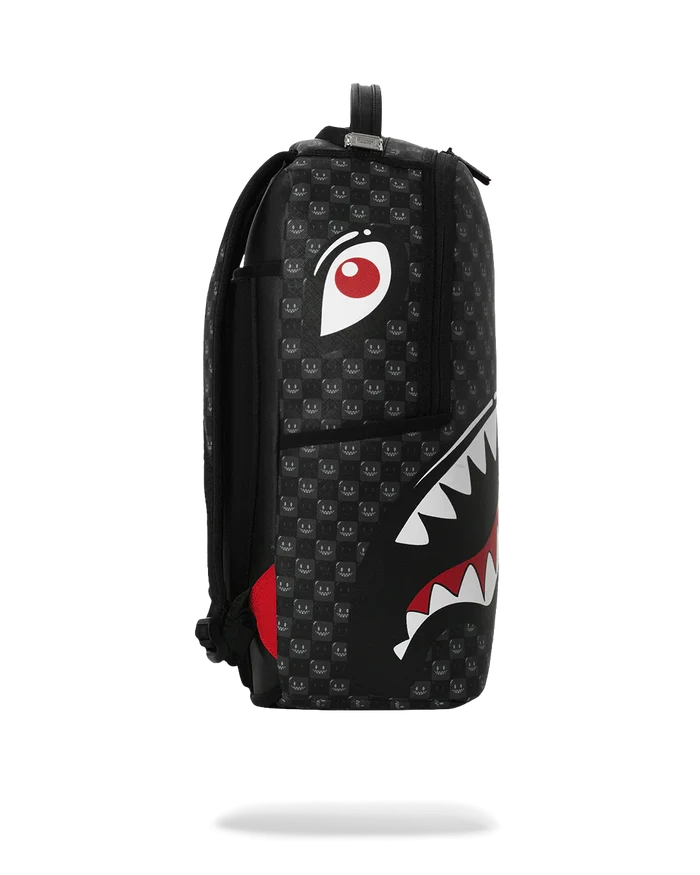 Sprayground Shinobi Sharks in Paris backpack featuring colorful shark and cityscape design for stylish accessories.