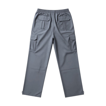 JK Studio Baggy Nylon Cargo Pants in charcoal, featuring multiple pockets and relaxed fit, designed for casual, streetwear style.