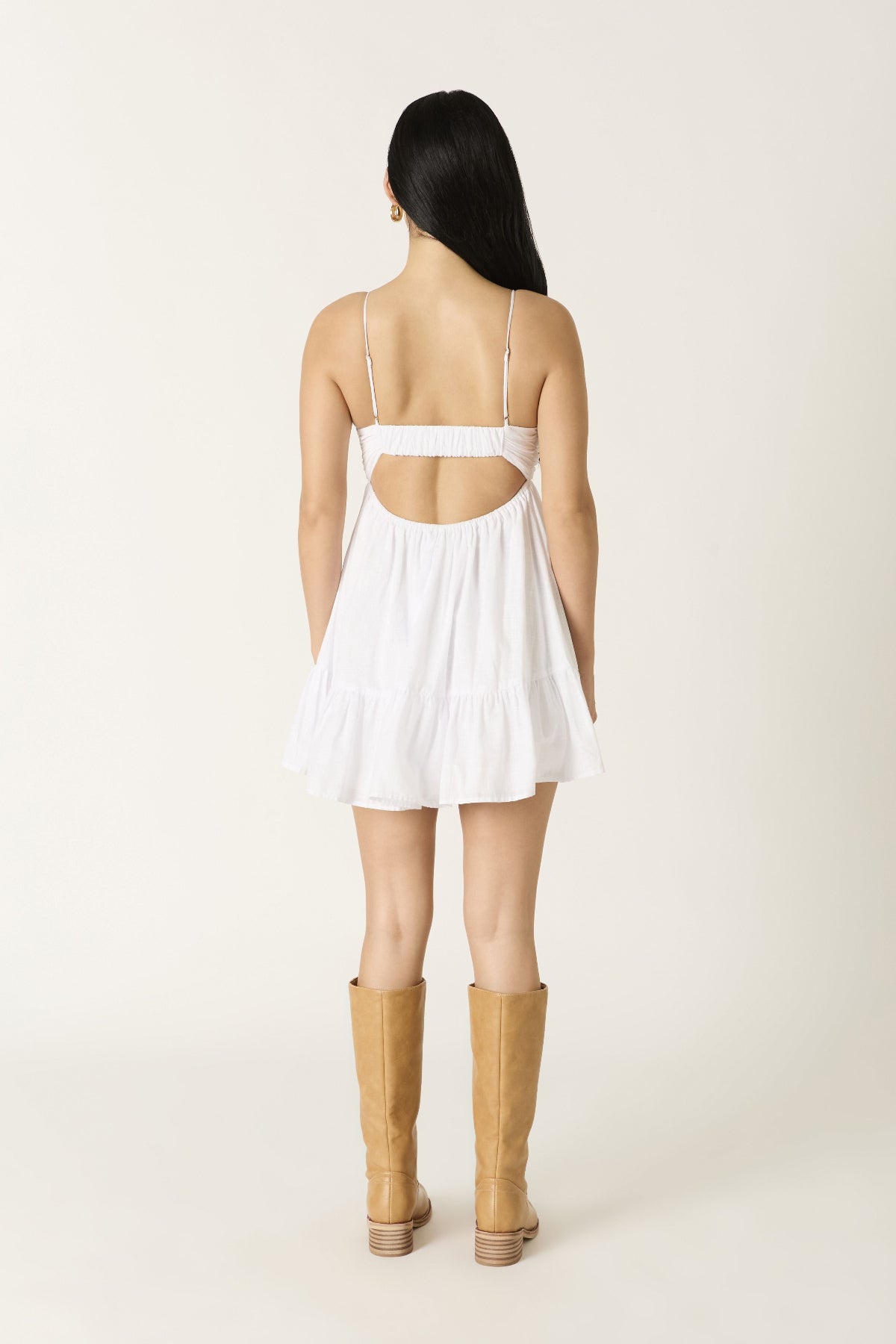 Esther White Twist Babydoll Mini Dress